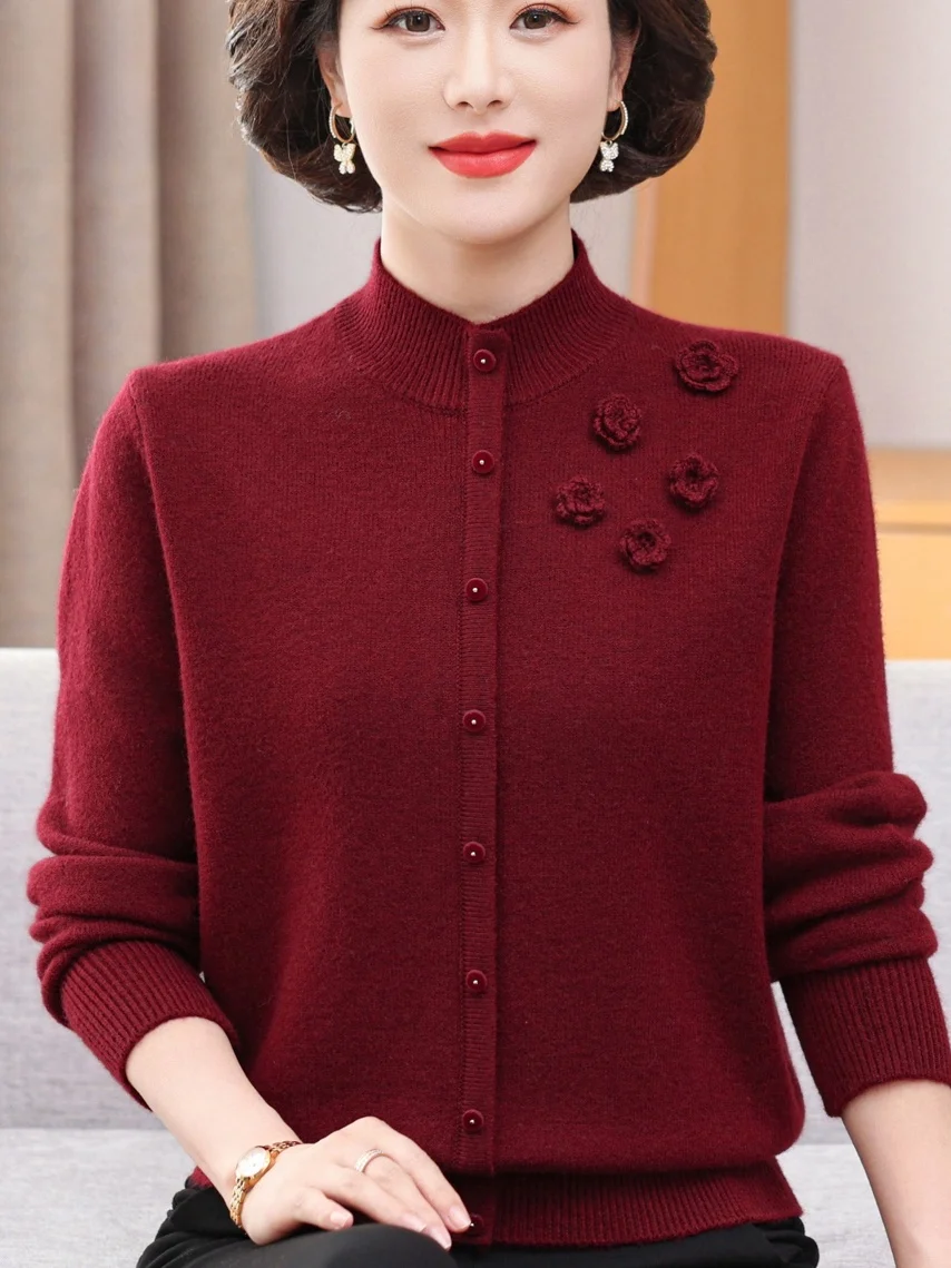 

Faionable Knitted f High Collar Woolen Top for Middle-Aged And ly Women Warm Underwear Sweater Easy-To-Wear Overhead