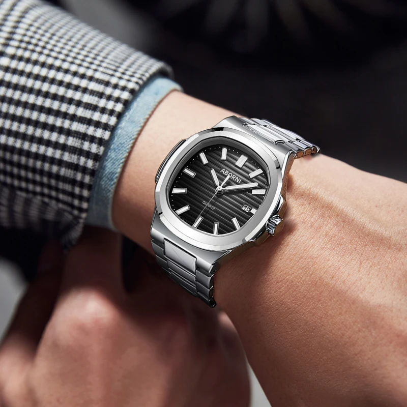 ساعات رجالي فاخرة الفولاذ المقاوم للصدأ مقاوم للماء ساعة كوارتز للرجل مضيئة التقويم باجاني تصميم ساعات رجالية Reloj Mujer