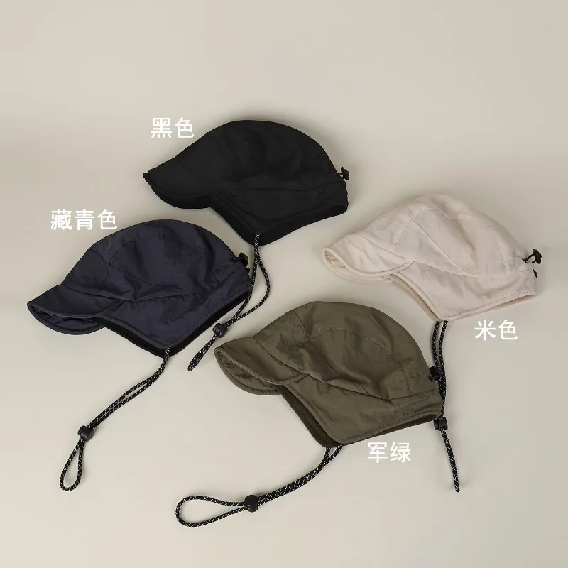 Neue einfache warme Ohrenschutz-Fliegermütze, Winter-Outdoor-Fahrrad-Schnürmütze, warme, weiche Baseballkappe für Männer und Frauen – Detail 2