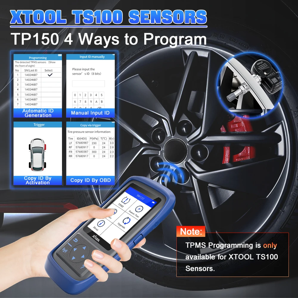 XTOOL 타이어 압력 모니터 TPMS 진단 프로그래밍, 2-in-1 무선 센서 활성화 프로그래밍, 학습 독서 TPMS, TP150