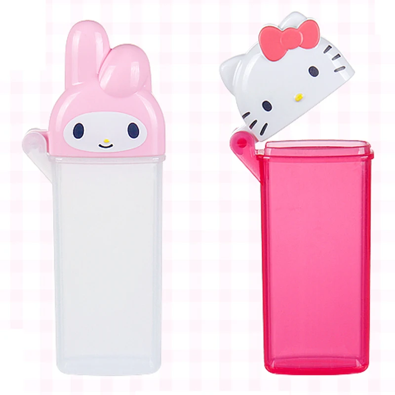 Kawaii sanrio acessórios dos desenhos animados olá kittys minha melodia cotonete de algodão caixa bonito beleza resina caixa de armazenamento titular meninas presente