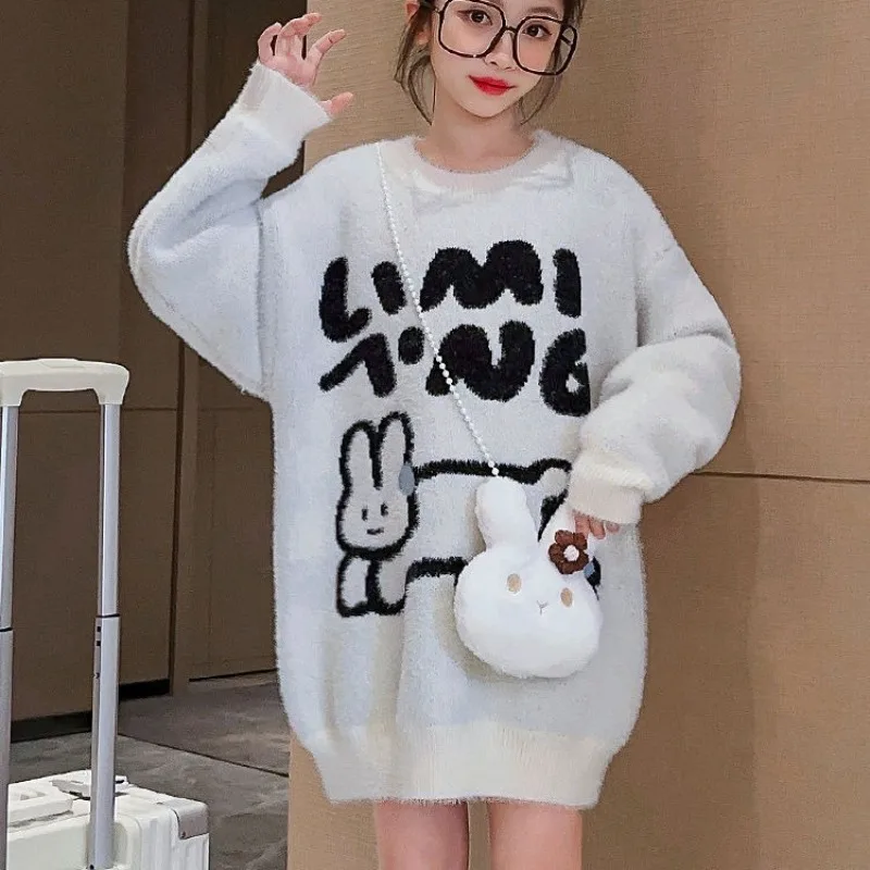 Premium Soft Fur Girls Sweater 2025 Winter Autumn Kids Long Knit Turtleneck Bodysuit Size Toddler Big Kids Warm Winter Outwear