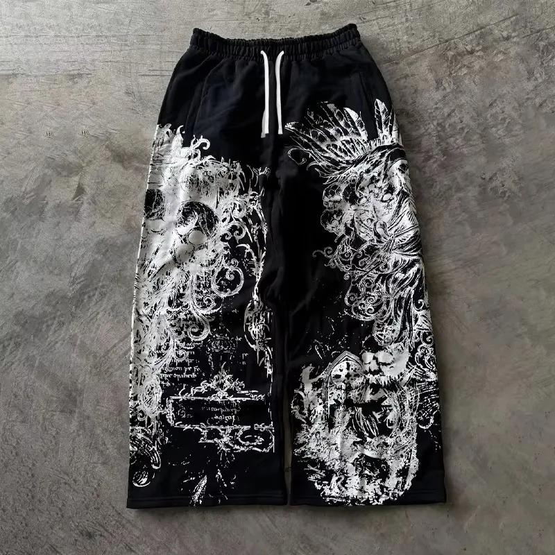 2026 Y2K Retro Casual Pants Gothic Skull Direct Spray Printing Floor Pants Oversized Unisex Streetwear Fashion Clothing Joggers view 3