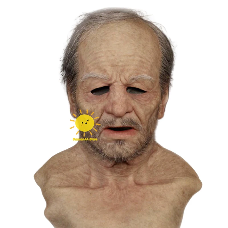 Halloween Head Full Latex Face Mask Party Carnival Wrinkles Supplies Horror Cosplay Props NewOld Man Mask Party April Fool\'s Day