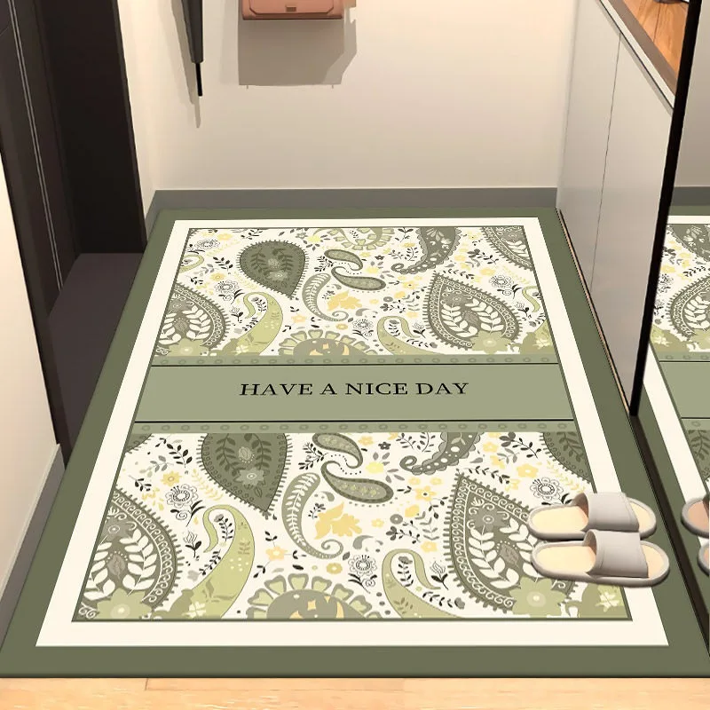 French Rose Flowers Carpet PVC Leather Kitchen Foot Mats Anti-slip Durable Floor Mat Oil-resistant Washable Easy Clean Rug Tapis