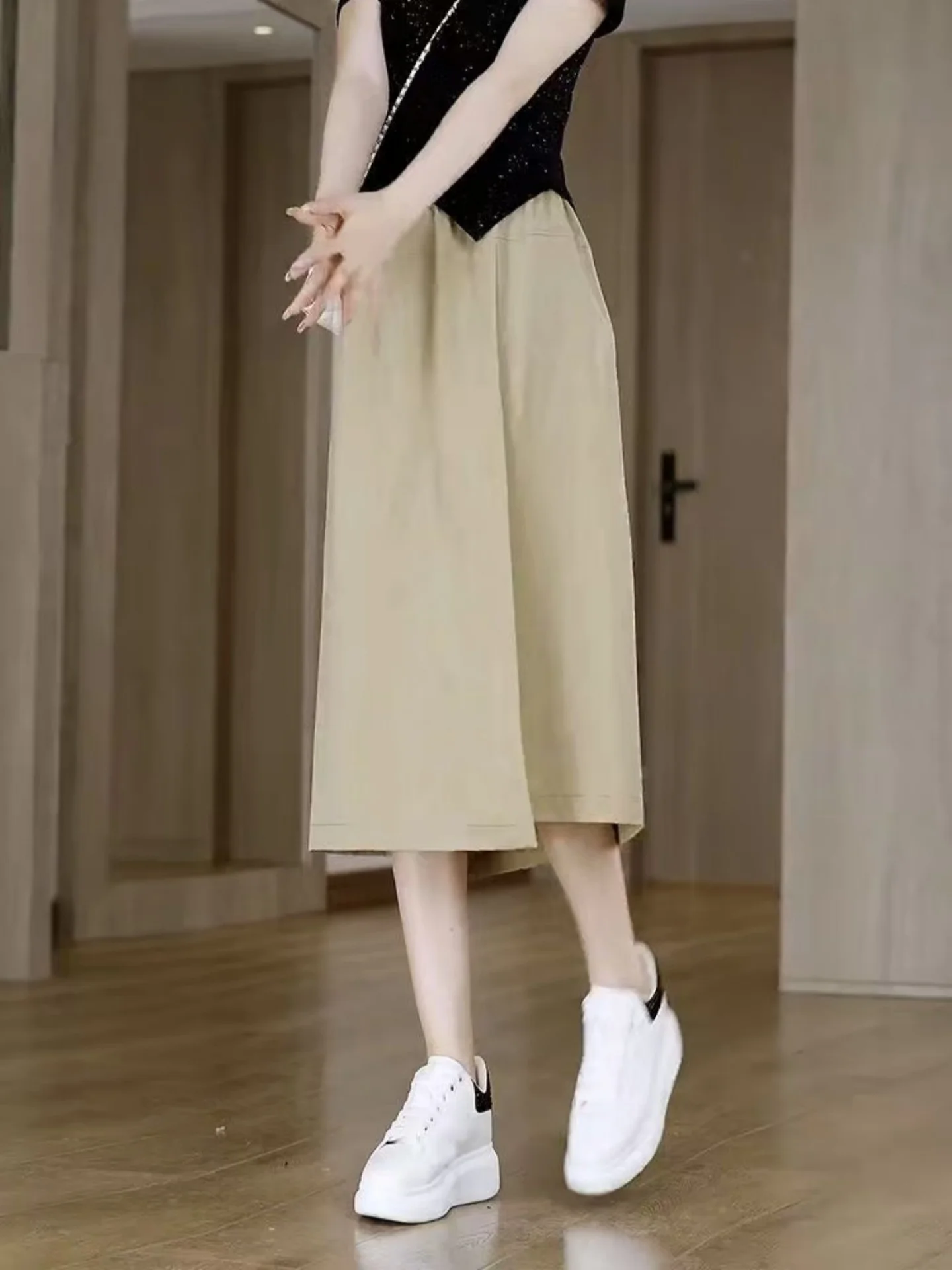 Pantaloni a gamba larga a vita alta da donna Gonna asimmetrica coreana Sle Texture Sensation Dimagrante Pantaloni casual di nuovo arrivo estivo