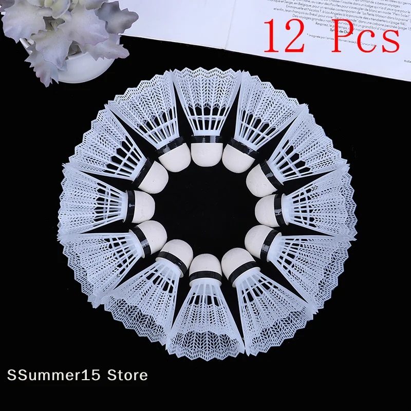 【R】12 Pcs White Plastic Badminton Ball Shuttlecocks Sport Training Sport