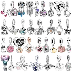 Original 925 Silver Plated Heart Flower Wings Mother Star Animal Family Tree Charms for Pandora DIY Bracelet Ladies Jewelry Gift