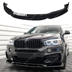 Fit For BMW X6 F16 40i M50i M50d M Pack 2014-2018 M Sport Gloss Black Front Bumper Splitter Lip Spoiler Diffuser Bodykits Tuning