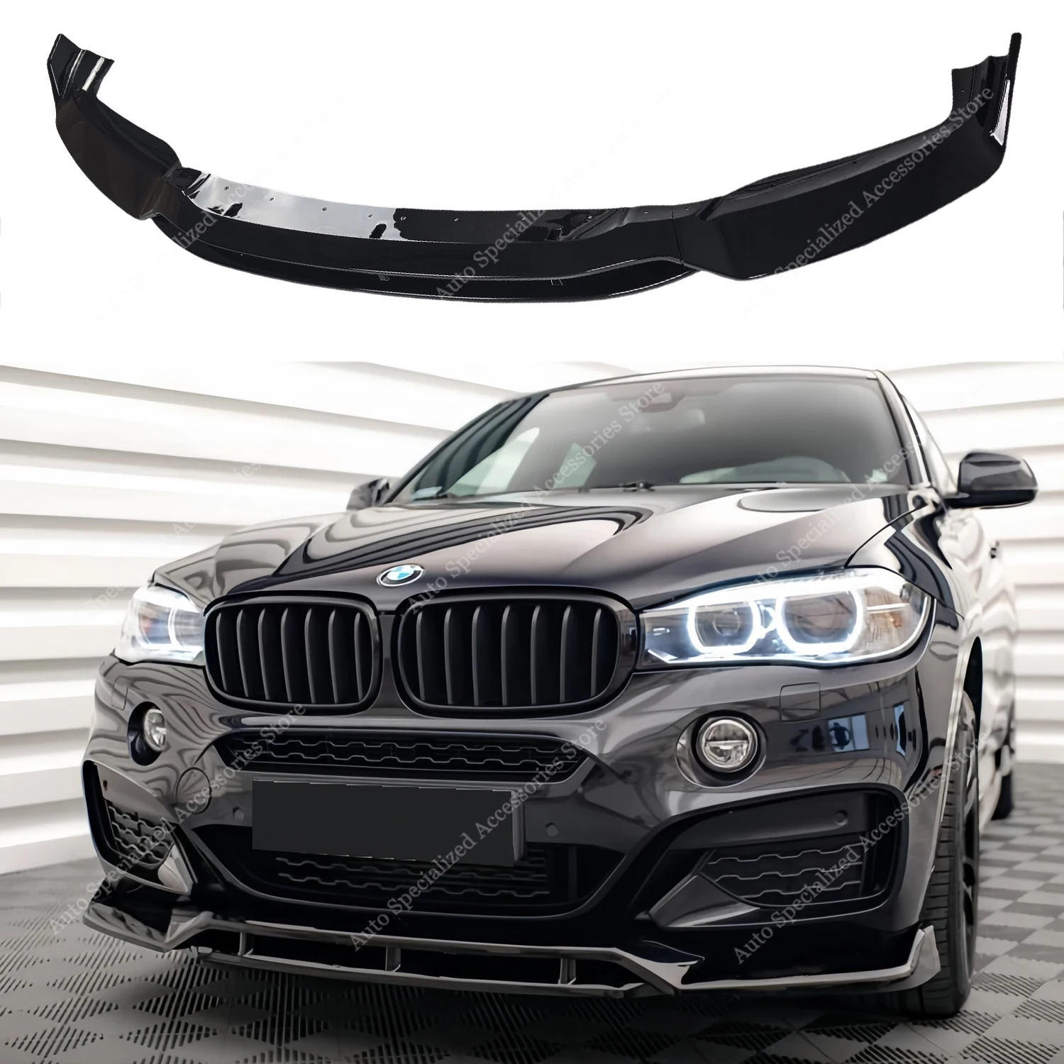 For BMW X6 F16 M Sport Front Bumper Splitter Lip Spoiler Diffuser 40i M50i M50d M Pack 2014-2018 Bodykits Tuning