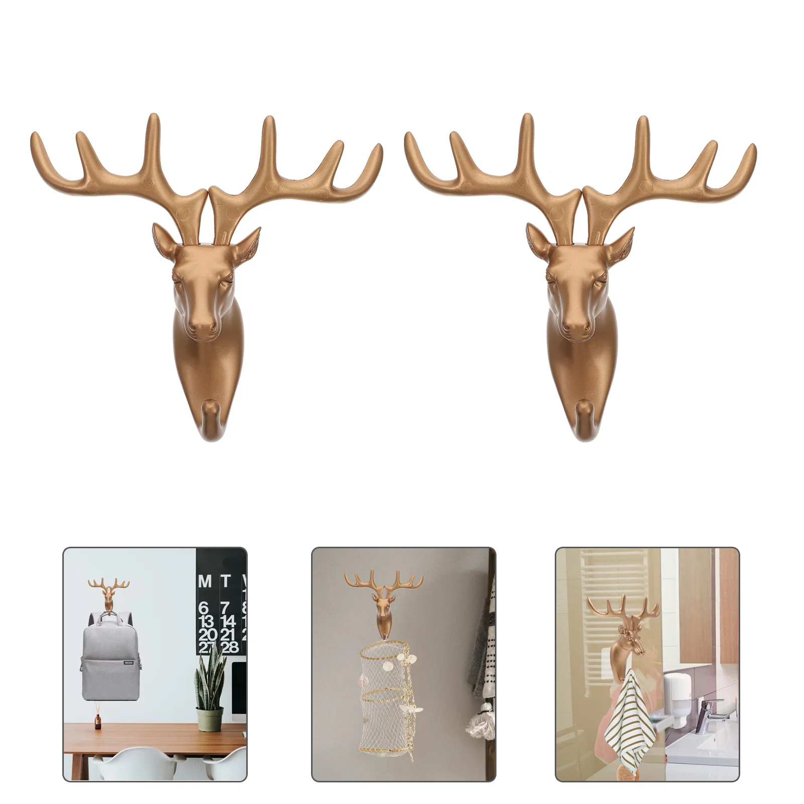 2 Pcs Deer Head Hook PVC Hooks Coat Animals Hanger Wall Mount Practical Hangers Single