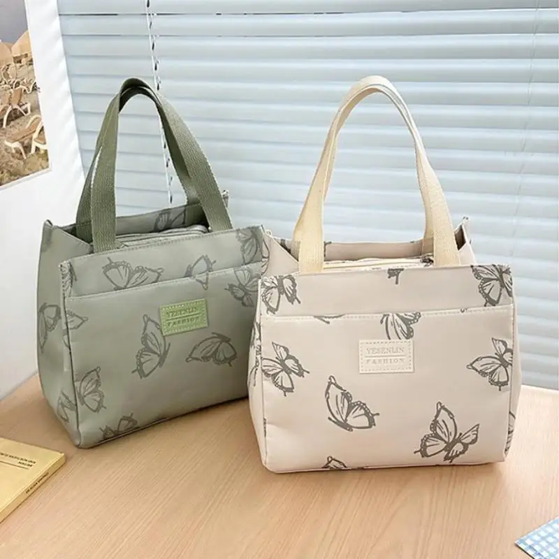 Fashion Butterfly Printed Versatile Handbag Office Worker Travel Picnic Lunch Tote Bag