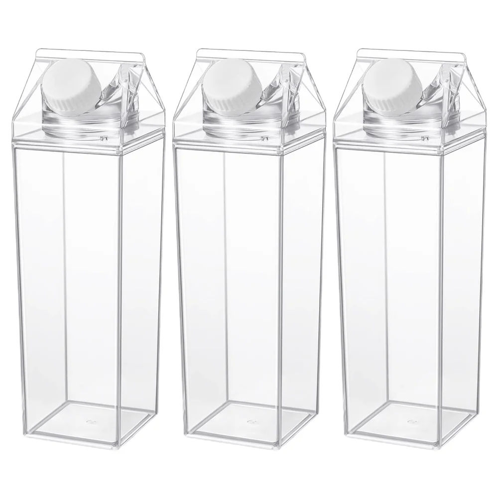 

3pcs 500Ml Leakproof Clear Milk Bottle Portable Plastic Water Container For Travel Camping Office Outdoor Use Kitchen Bar