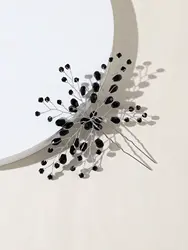 Luxury Bridal Hairpin Crystal Wedding Hair Fork Black and White Rhinestones Hair Headpiece Golden Aolly Jewelry Hair Accessories
