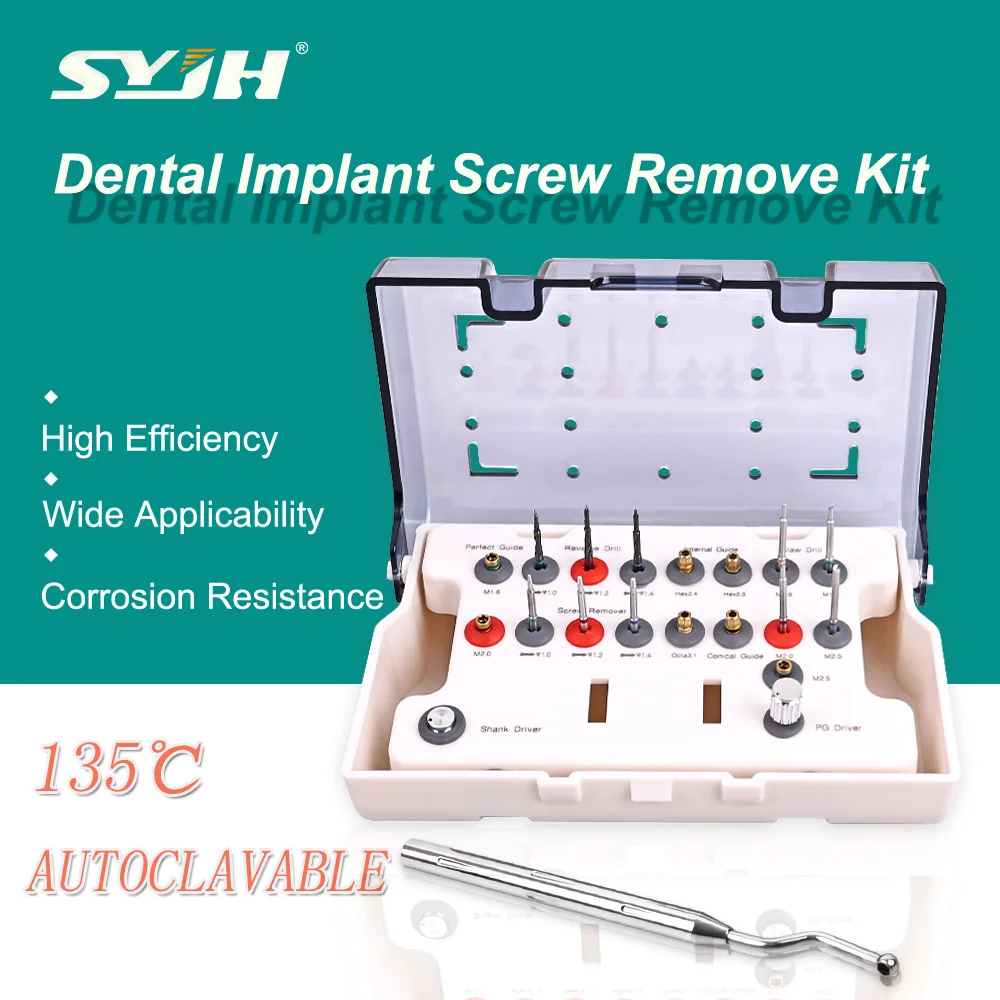 

Инструмент для зубного имплантата, хирургический инструмент, набор для удаления сломанных винтов, 19 шт., отвертки, хирургический инструмент для удаления когтей, набор направляющих для обратного сверла