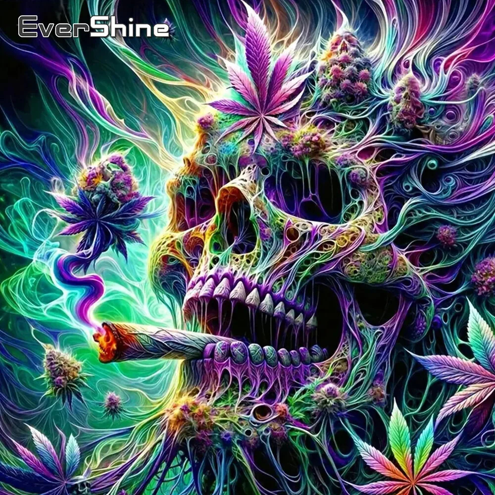 Evershine 5D DIY Diamond Mosaic Cigarettes Rhinestones Diamond Painting Skull Picture Full Round Drill New Arrival Home Decor