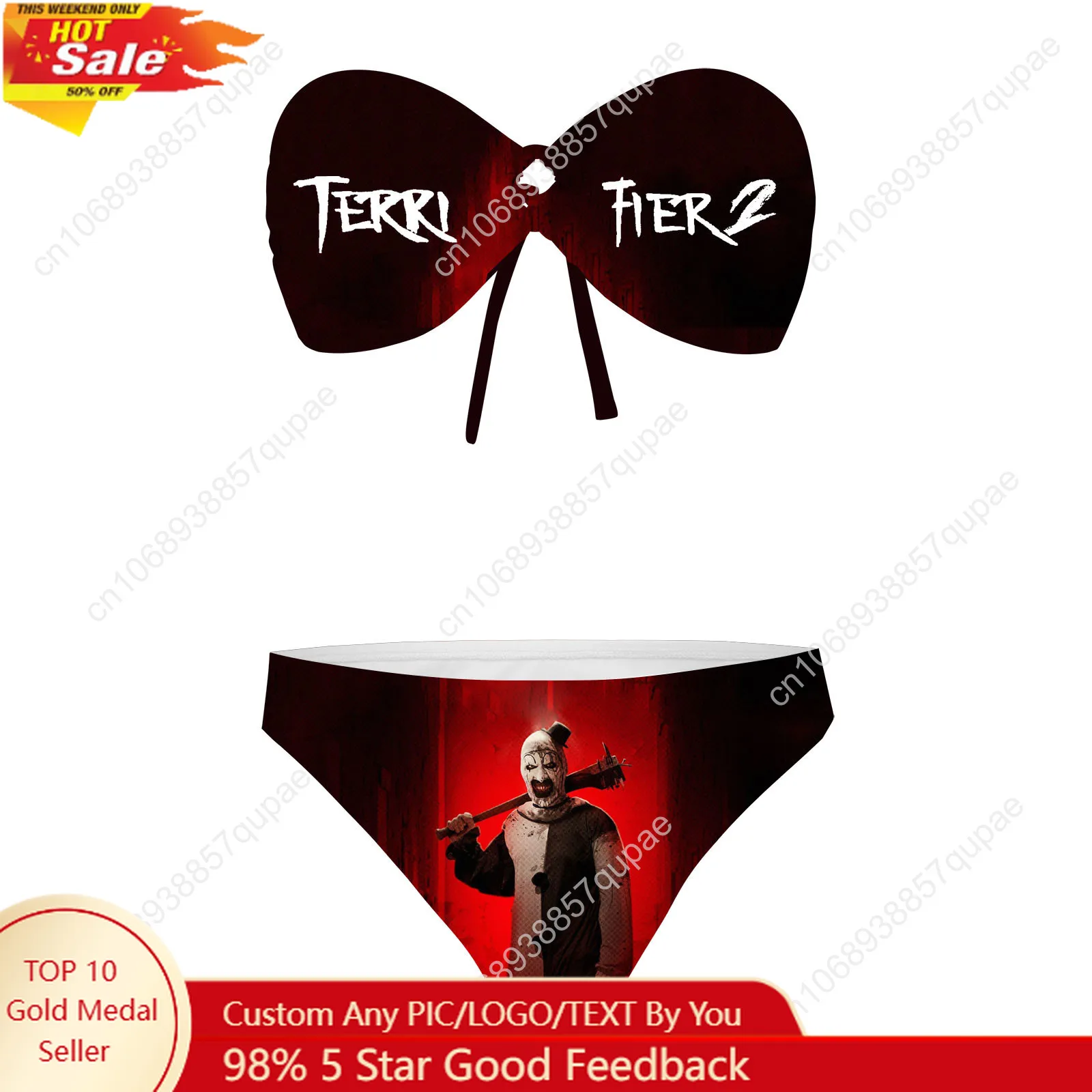 Terrifier Clown halloween Strapless Swimsuit Womens Bathing Suits Fashion Swimwear Pool Beach Sexy Bikini Customize Beachwear