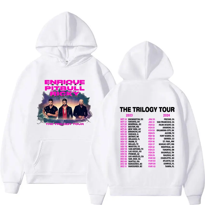 Enrique Iglesias Pitbull Ricky Martin The Trilogy Tour 2023-2024 Hoodie Men's Hip Hop Retro Pullover Sweatshirt Loose Streetwear