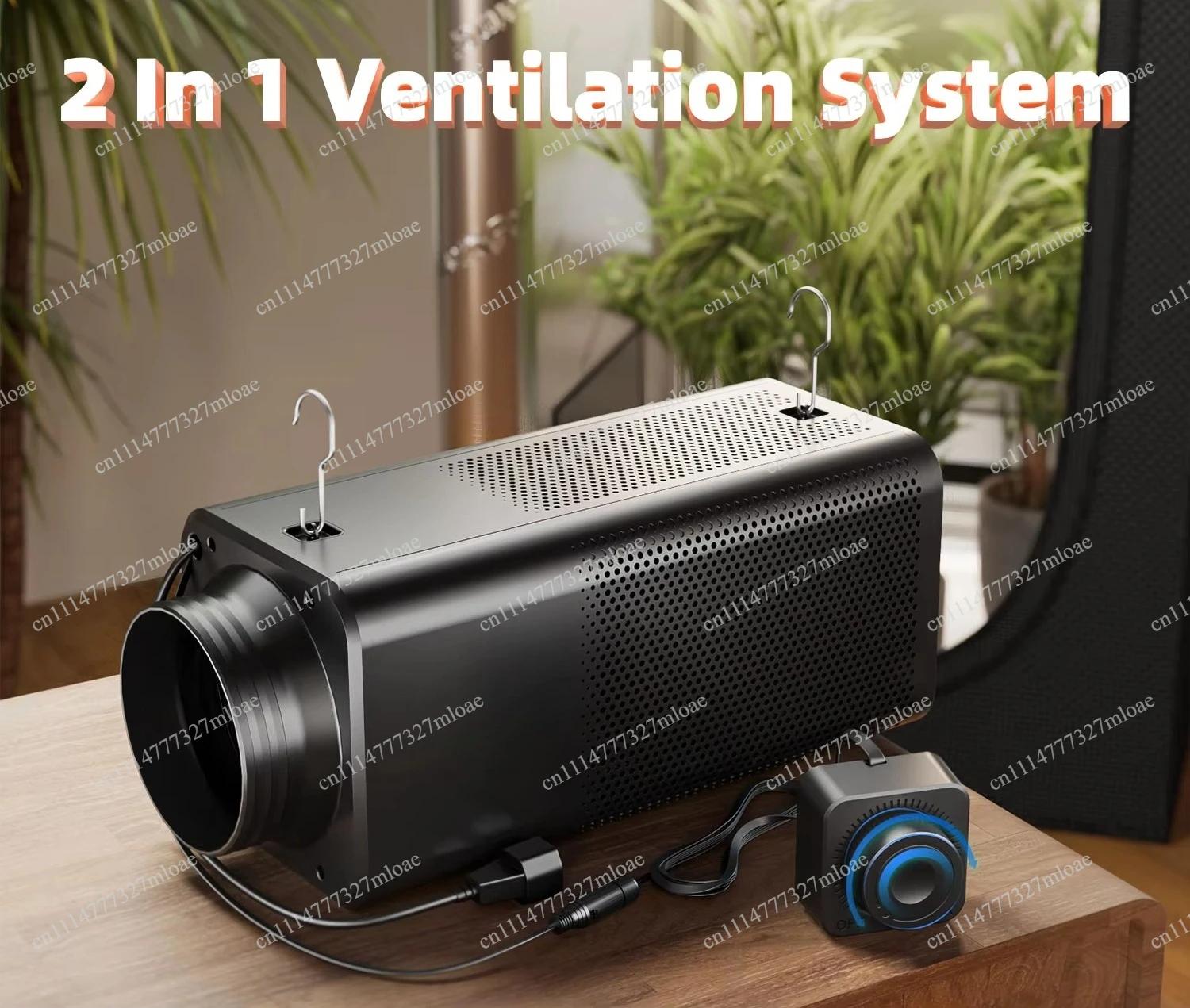 2-In-1 ventilation system Ducted fan with built-in carbon filter, suitable for planting tents, controlling odors and providing