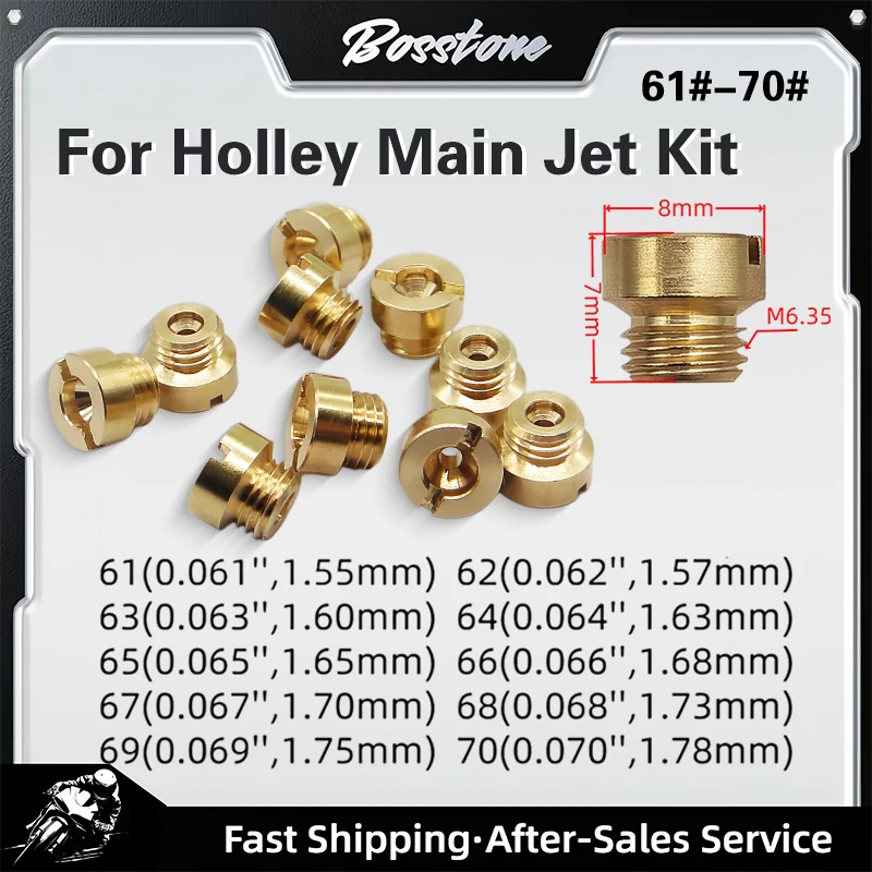 10 PCS 1/4-32 Brass Carburetor Carb Jets Kit For HOLLEY Carburetor Carb #61 #62 #63 #64 #65 #66 #67 #68 #69 #70