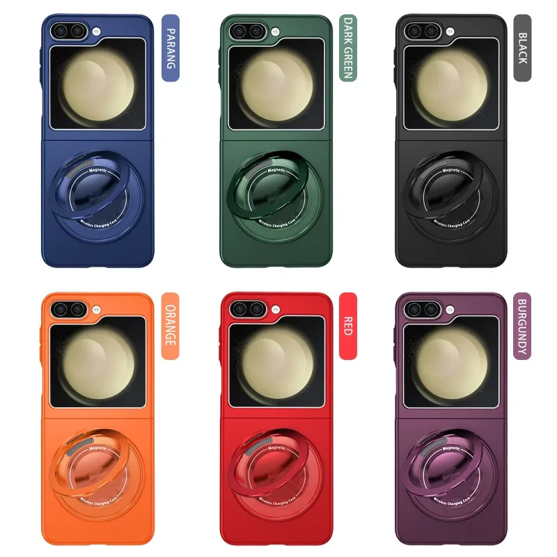360° Magnetic Rotate Holder Ring Phone Case for Samsung Galaxy Z Flip 6 5 4 Flip6 Flip5 Flip4 Flip3 Hard Shell Protection Cover