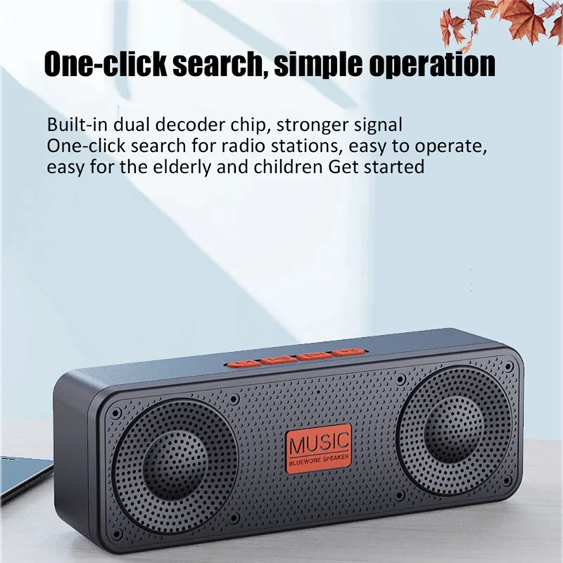 Portable FM Radio Wireless Bluetooth 5.0 TWS Speaker Mini MP3 Music Player Support TF Card U Disk USB Charging Radio-B HGC