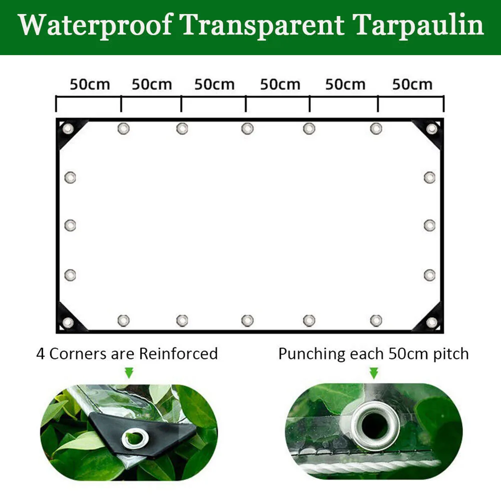 Telo trasparente impermeabile con occhielli Uso multiuso per ripari per animali domestici sul tetto del giardino Protegge contro la polvere di pioggia