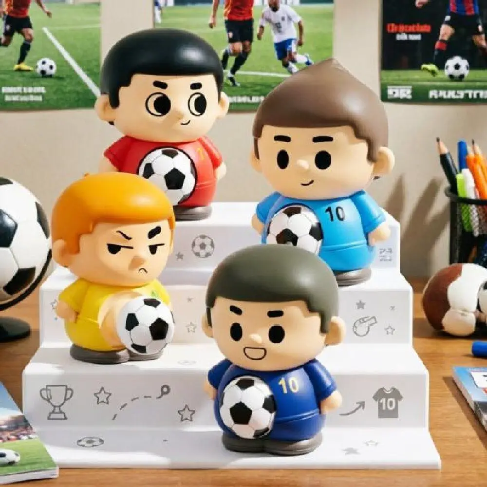 Doll Rebound Decompression Toy Squeeze Cute Design Football Player Pinch Toy Football Shape Press Football Squeeze Toy Kids