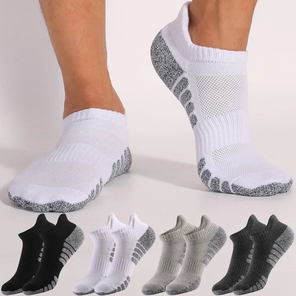 

1 Pairs Cotton Thickened Towel Bottom Running Sock Sports Socks Anti Friction Mesh Breathable Low Cut Women Men Socks Outdoor