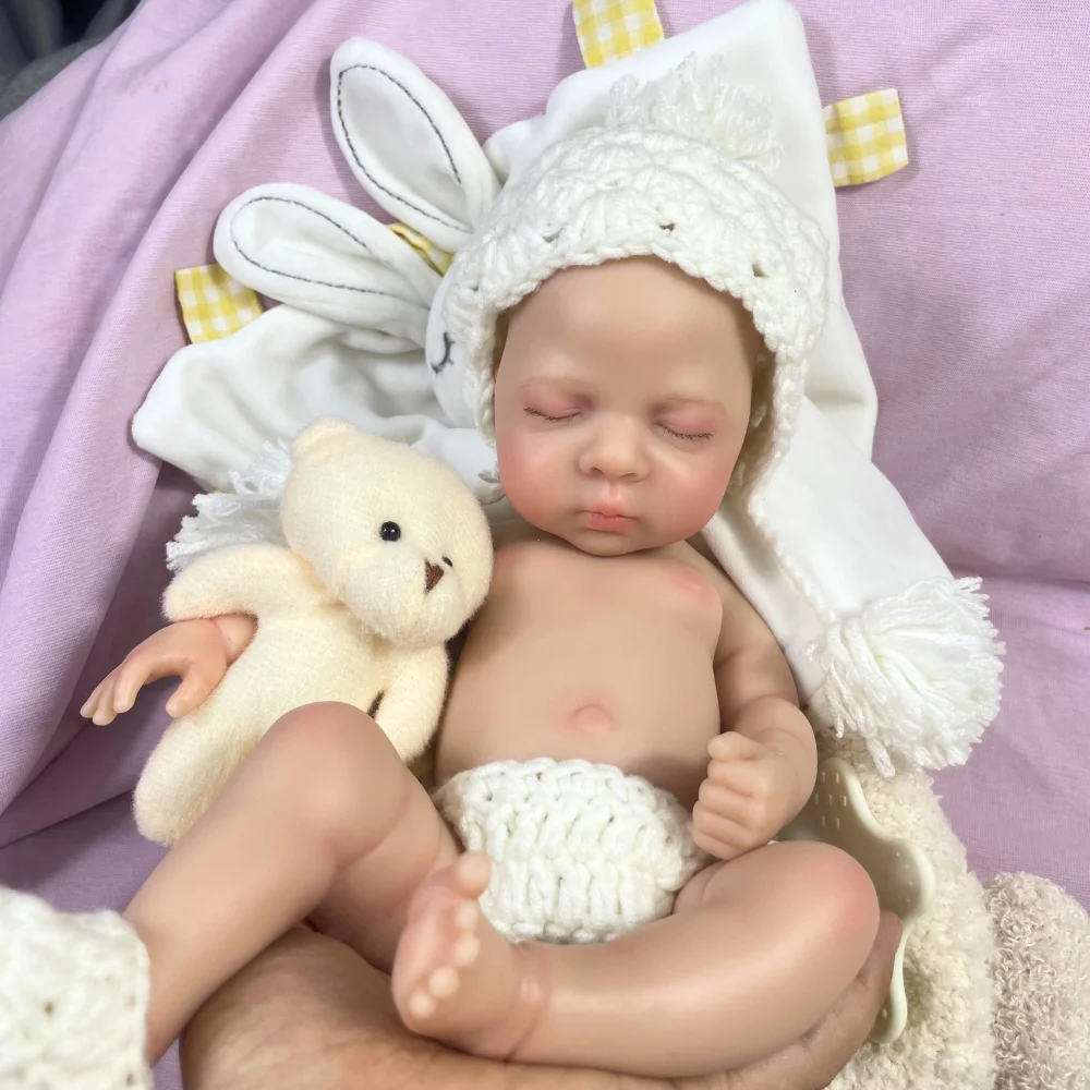 MINI 13 นิ้วตุ๊กตาเด็กทารก Reborn ตุ๊กตา Luna สาวซิลิโคนล้างทําความสะอาดได้นุ่มซิลิโคนแข็งตุ๊กตาวันเกิดคริสต์มาสของขวัญ