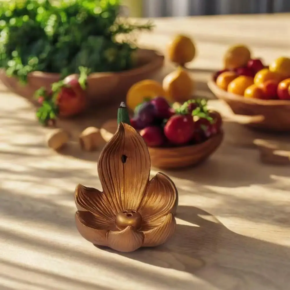 Lotus Incense Holder Resin Lotus Incense Burner Lotus Incense Stick Holder Backflow Burner Resin Cone Holder for Lovers view 4