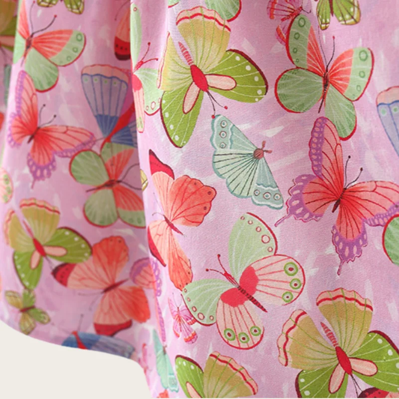 Summer New Butterfly Printed Cotton Dress For Girls Korean Version Sweet And Cute Little Butterfly Princess Dress