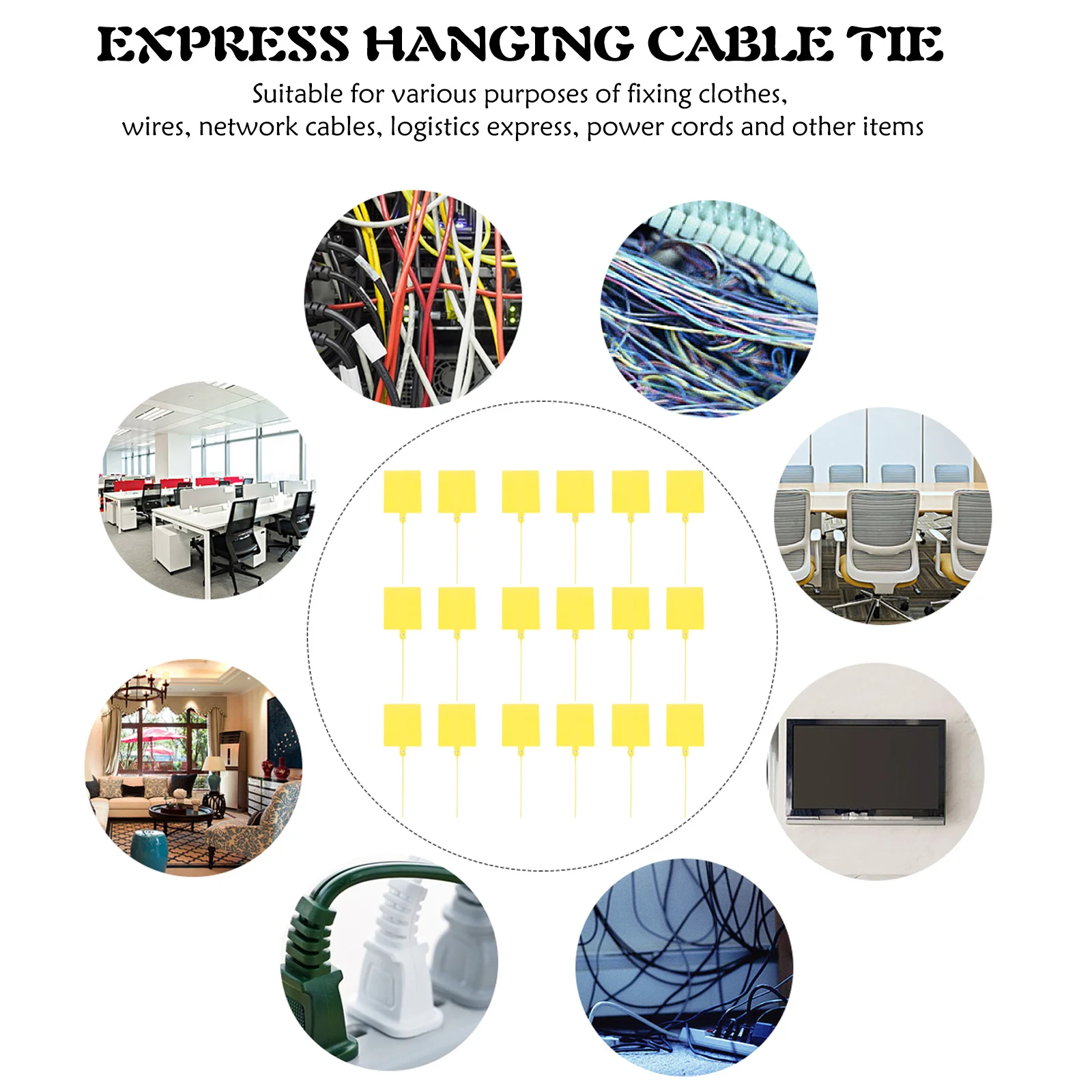 

100 pcs Parcel Sealing Tags Cable Labels For Wire Zip Ties Plastic Cable Tags Bundle Organizer Fixing Tool Home Office Garage