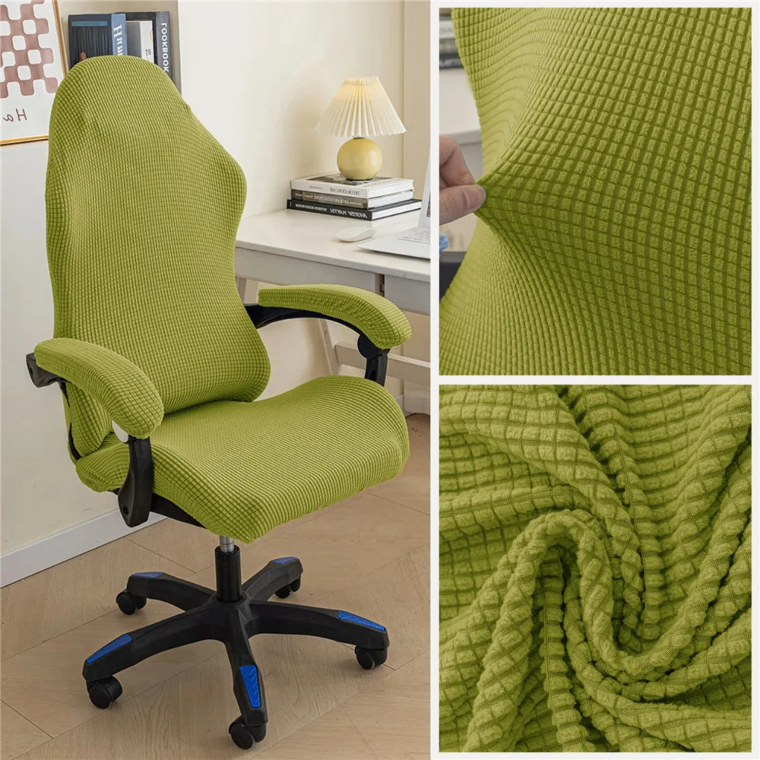 Corn Velvet Office Gaming Chair Covers Set of 4 - Stretch Spandex Computer Rotating Lift Armchair Seat Covers, Simply Dust-proof