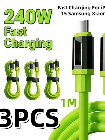 3/1PCS USB C Cable to USB C 240W Fast Charging Charger Cable Supports Fast Charging For iPhone 16 15 Samsung Xiaomi Huawei