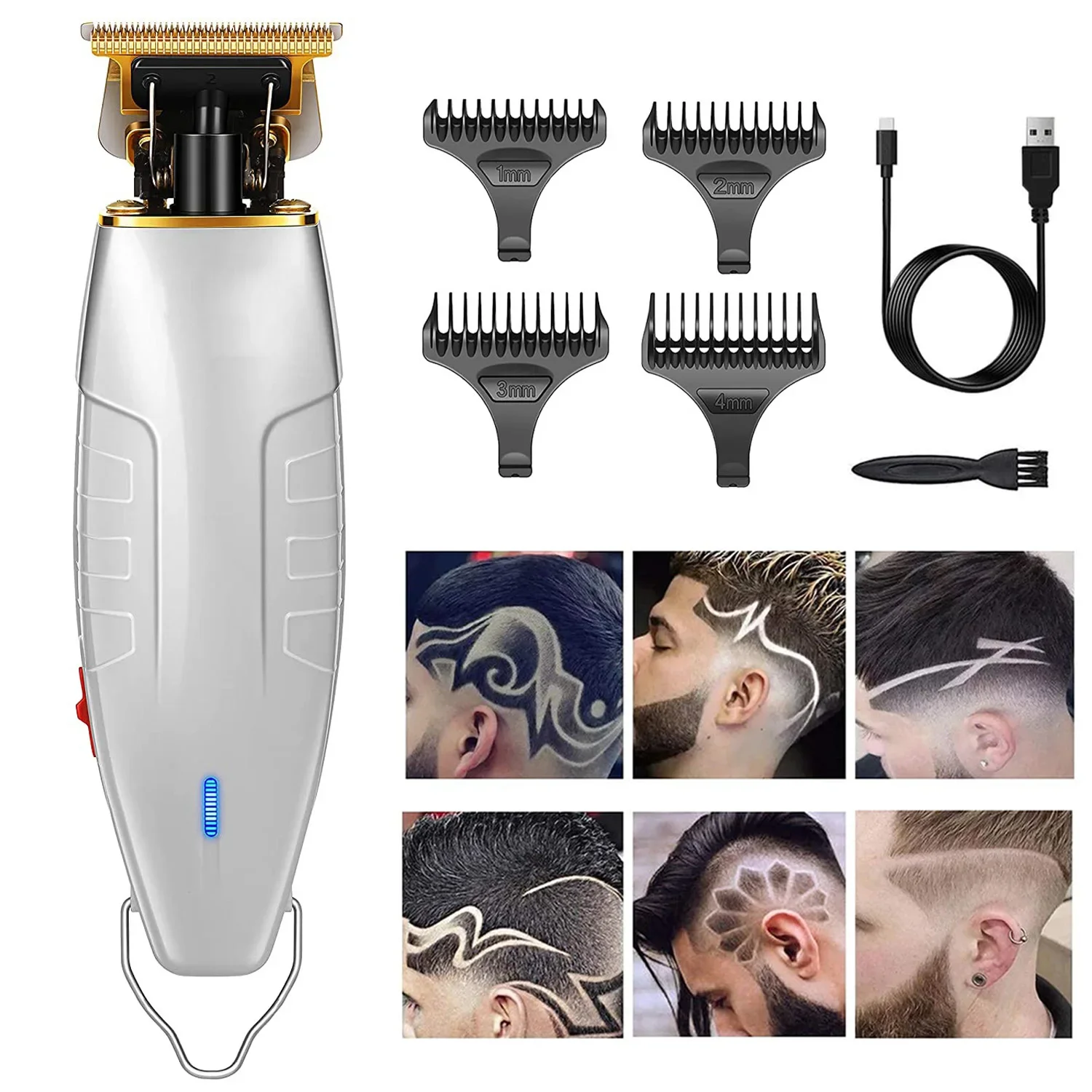 Kemei 1931 Professional T-Blade Beard Hair Trimmer - All-around Outlining, Dry-shaving, Fading Cutter