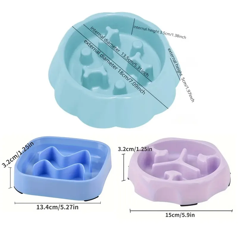 Square Pet Slow Feeding Cat Bowl Anti-choking Dog Puzzle Food Bowl Water Basin Anti-Overturning Cat Feeding Drinking Container