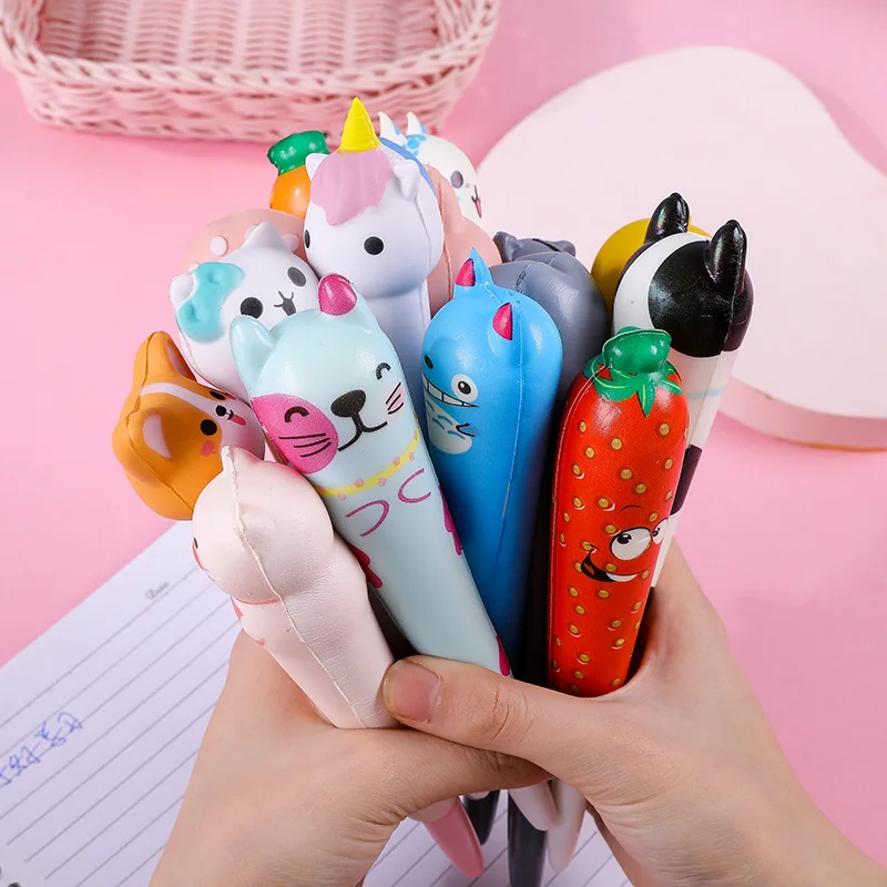 

6pcs Cartoon Soft Sponge Pressure Relief Gel Pen School Stationery Decompression Writing Pens Office Supply Slow Rebound Gel Pen