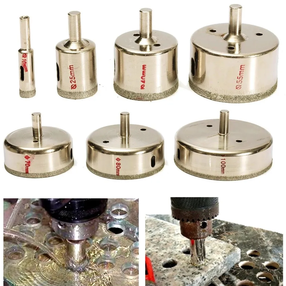 7PCS Impregnated Core Drill Bits for Ceramic Glass Porcelain Marble Granite Drilling with Standard Power Drill