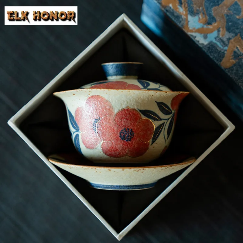 

Роскошная чайная чаша Gaiwan с ручной росписью, 160 мл, чайная чаша с крышкой, набор для приготовления чая, чаша, чайный набор, украшения