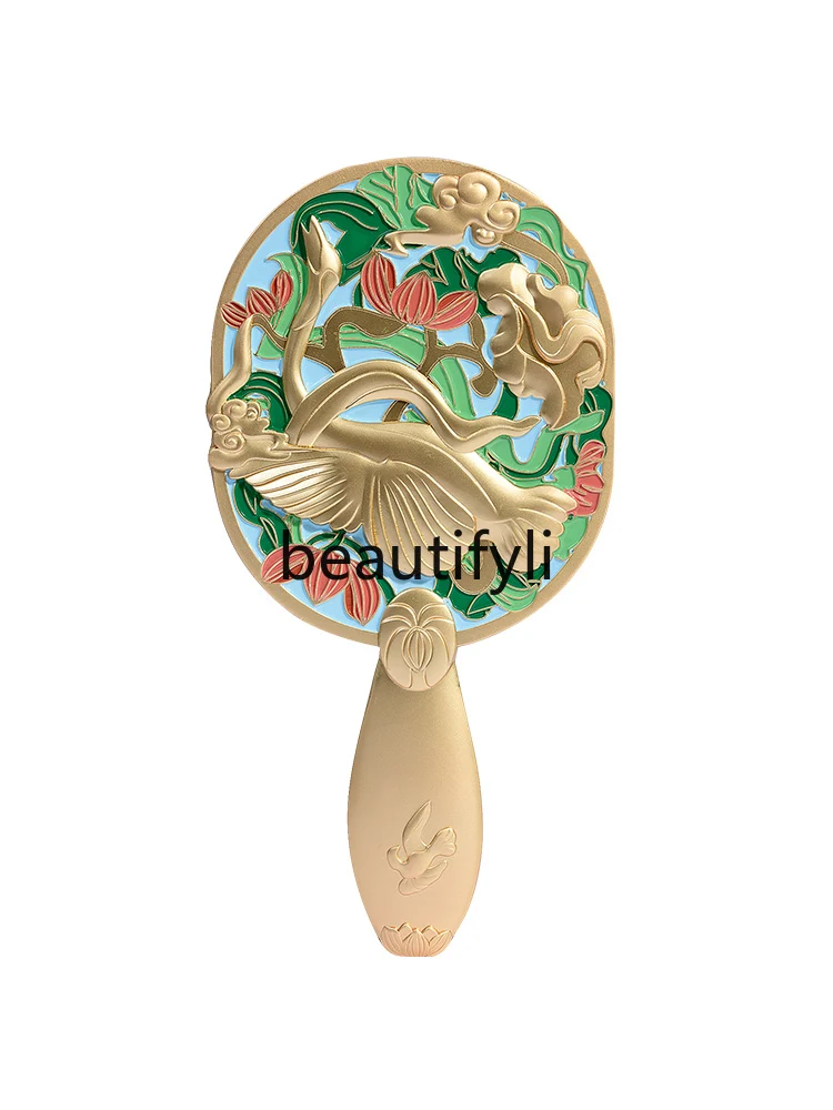 Goose wearing lotus spring water picture holding makeup mirror antique girl birthday gift