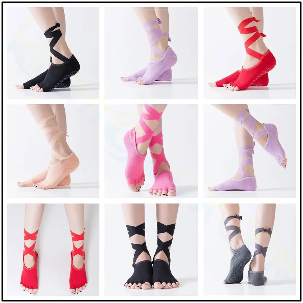 

Women Bandage Yoga Socks Non-Slip Quick-Dry Damping Pilates Ballet Dance Cotton Sock Barre Ballet Dance Barefoot Workout Slipper