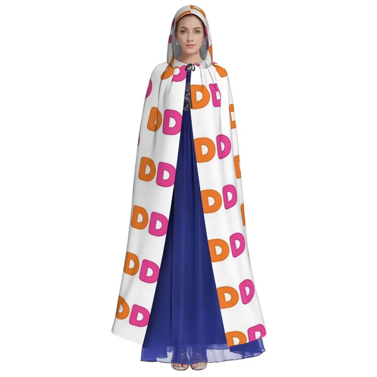 I Love Dunkin Donuts Long Hooded Cloak Witch Medieval Costume Cosplay Cape HalloweenParty Adult Unisex view 4