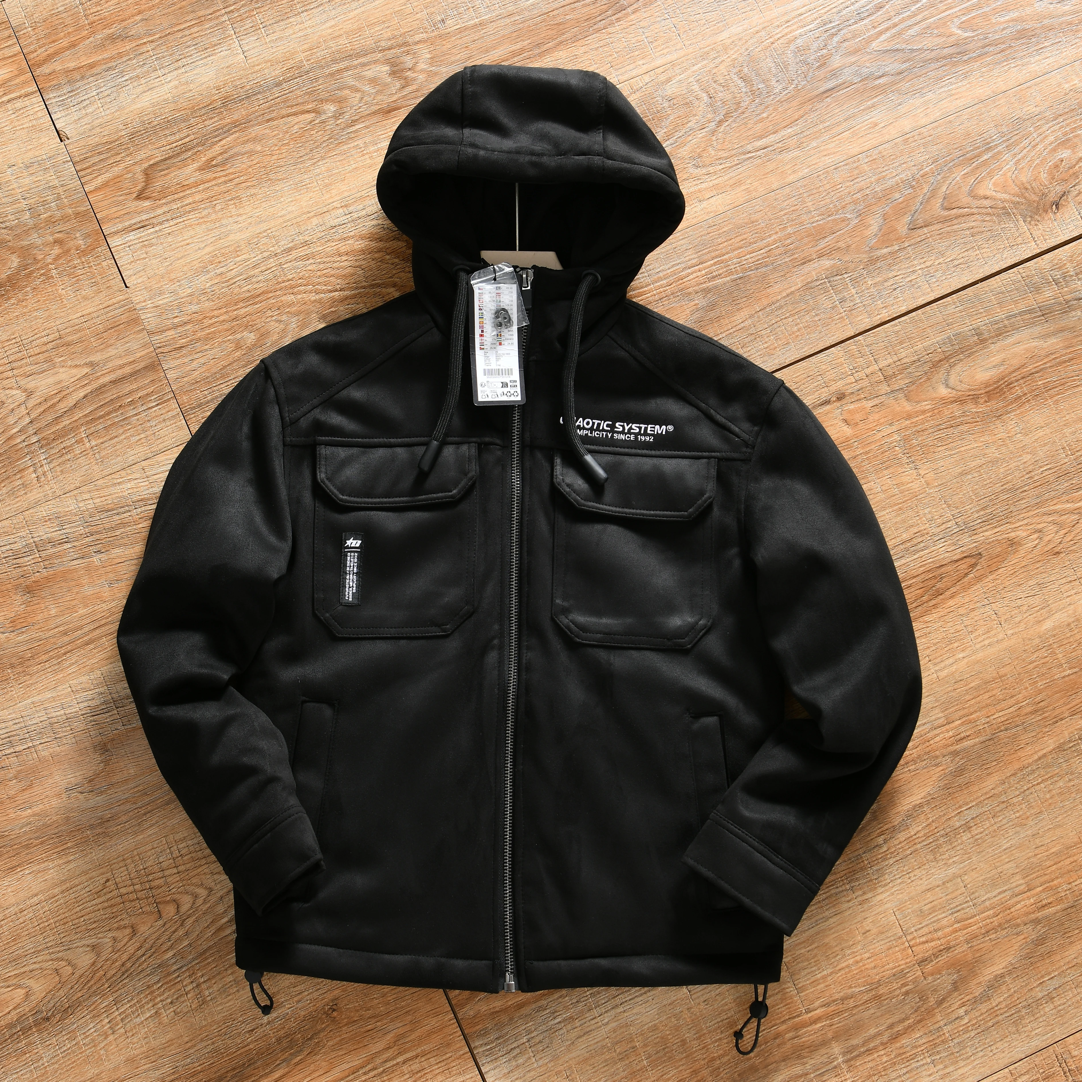 

Men's Casual Retro Warm Cotton Jacket with Hood Suede Velvet Winter Coat Thickened Polyester Fiber Straight Hem Zipper Design