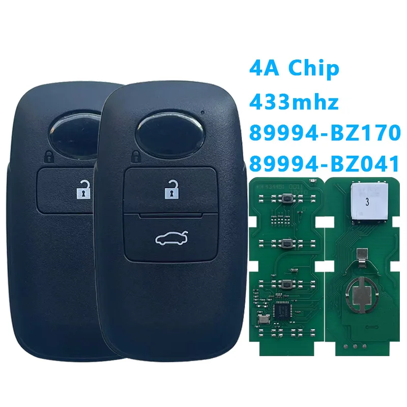 89994-BZ170 89994-BZ041 Fit For Toyota Raize Rocky Smart Remote Key Fob 2/ 3 Buttons 433MHz 4A Chip ﻿