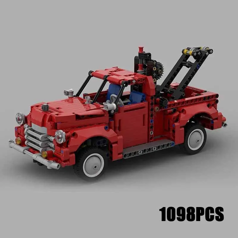 Moc Building Blocks Car Series Model Ordinary Red Pickup Technical Bricks DIY Assembly Construction Toys For Childr Holiday Gift