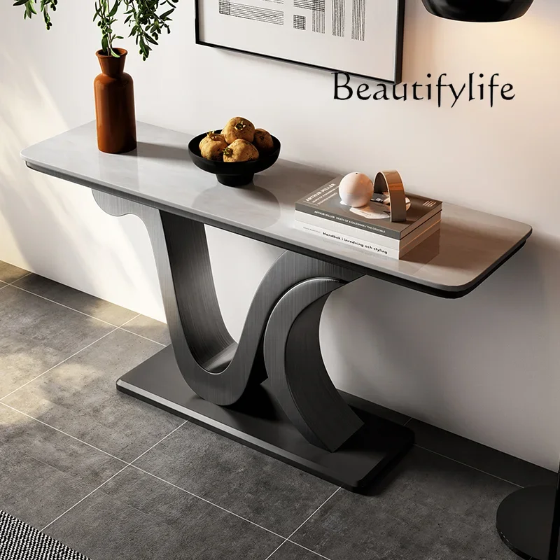 

BJ Italian-style Entrance Corridor Natural Marble Entrance Table, Original Solid Wood Entrance Table Against The Wall