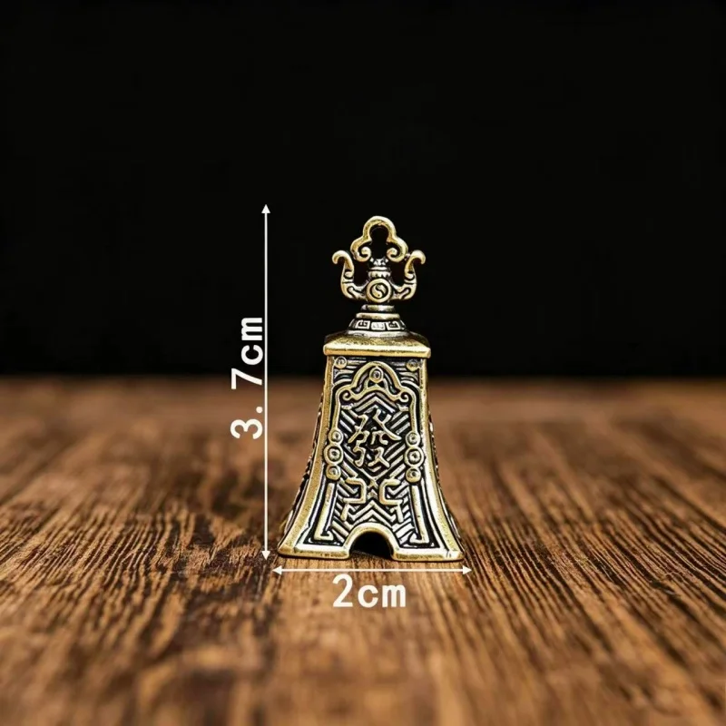 Vintage Brass Bell Keychain Embossed Fortune Lucky Copper Bag Charm Metal Key Ring Car Backpack Accessory Gift for Men Women
