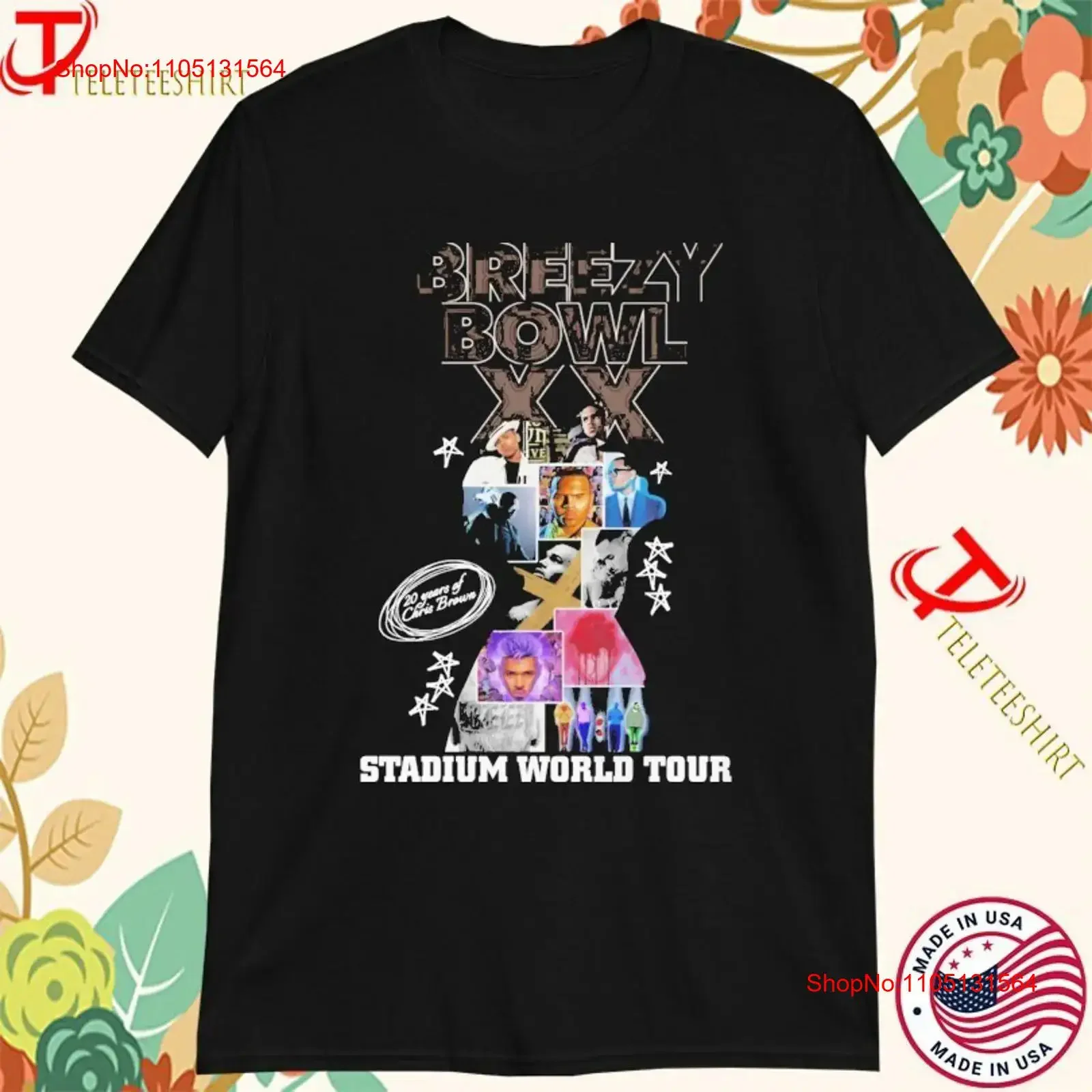 

Breezy Bowl Xx 20 Years Of Chris Brown Stadium World Tour 2025 T shirts vintage Washed fashion Soft Breathable Stylish