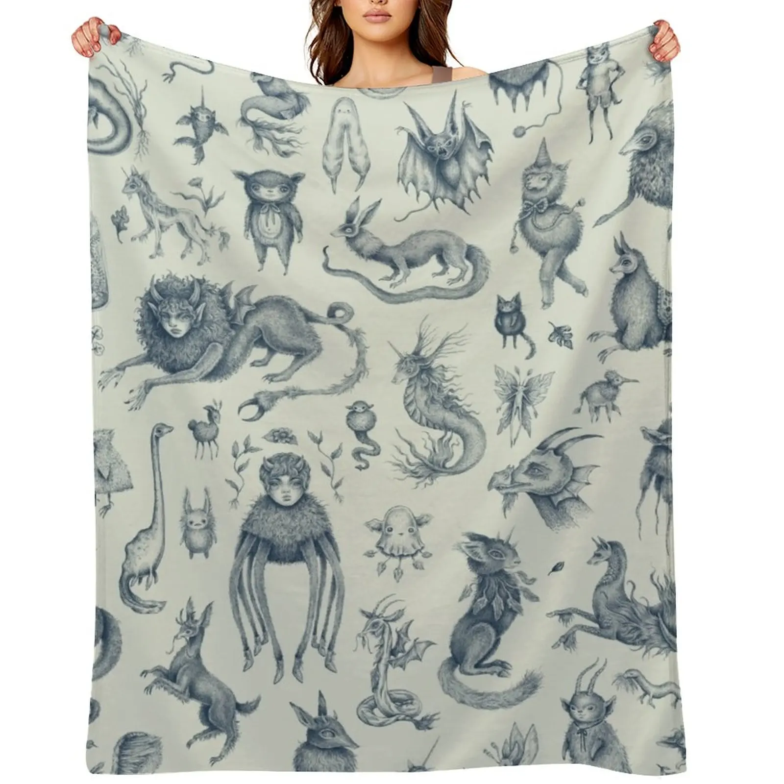 

Beings and Creatures Throw Blanket Nap Soft Beds Plaid funny gift Blankets